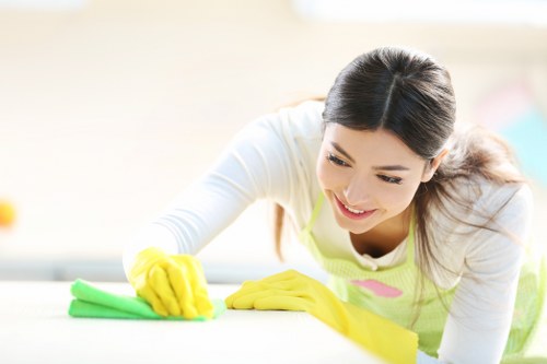 Cleaning technician assessing pet stain damage in a Paddington property