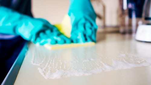 Commercial office cleaning team working in a Paddington building